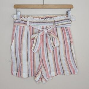NWT Evereve Roan & Ryan | Beau Striped Tie Waist Shorts Pastel Size Small